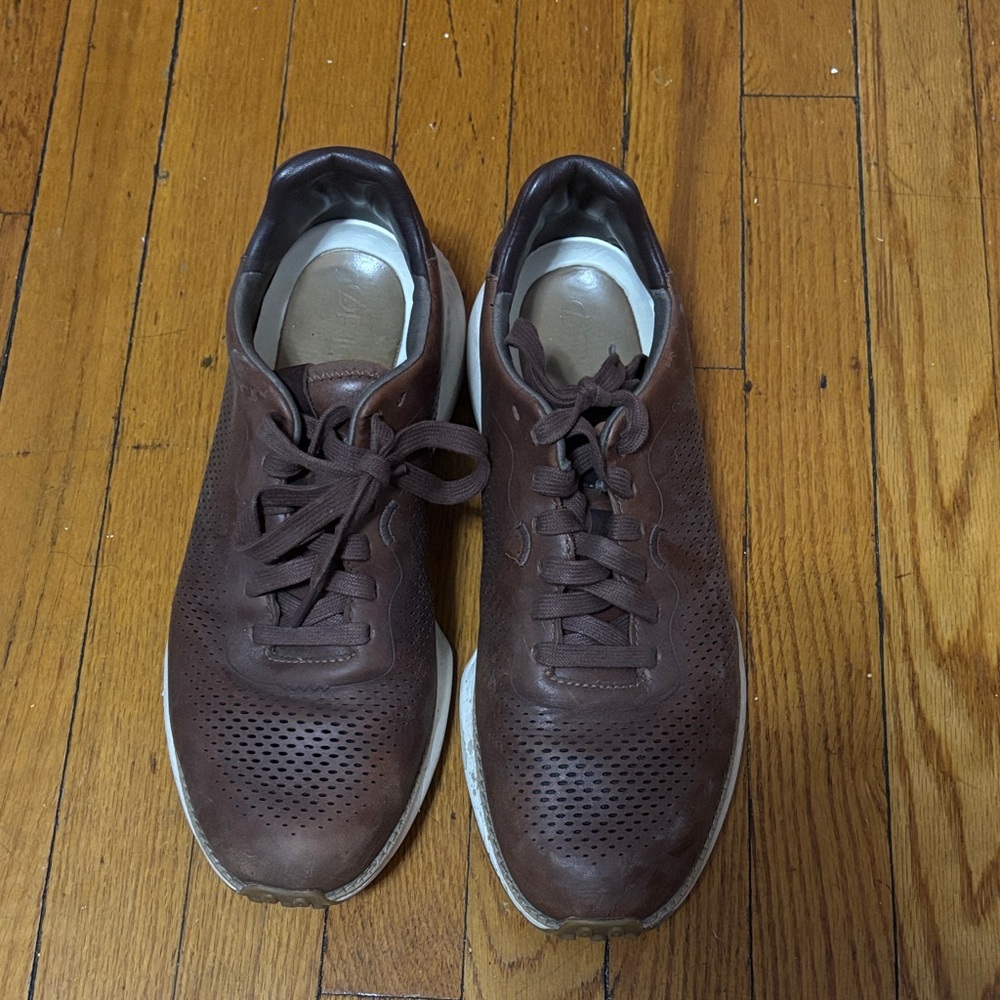 Cole Haan Men's Brown Leather Perforated Sneakers